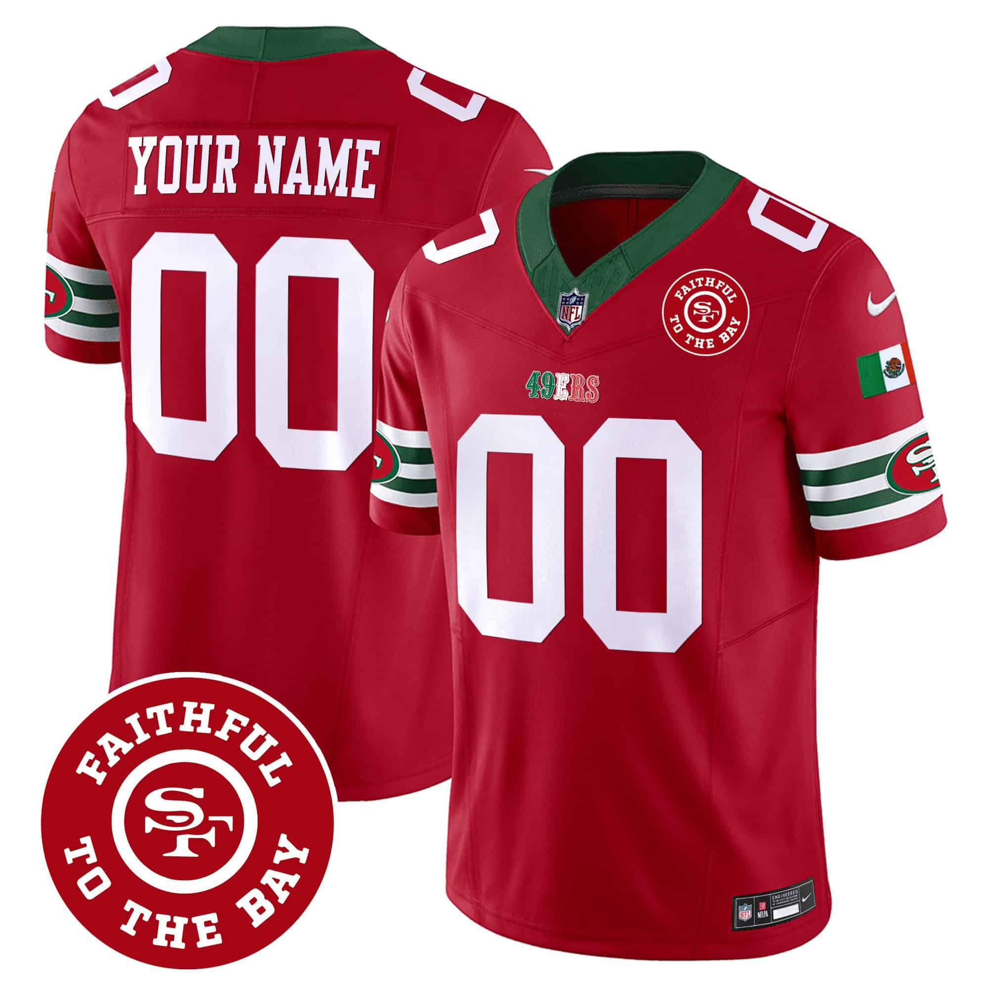 Men San Francisco 49ers Red Mexico Faithful To The Bay Patch Vapor Custom 2024 Nike NFL Jersey